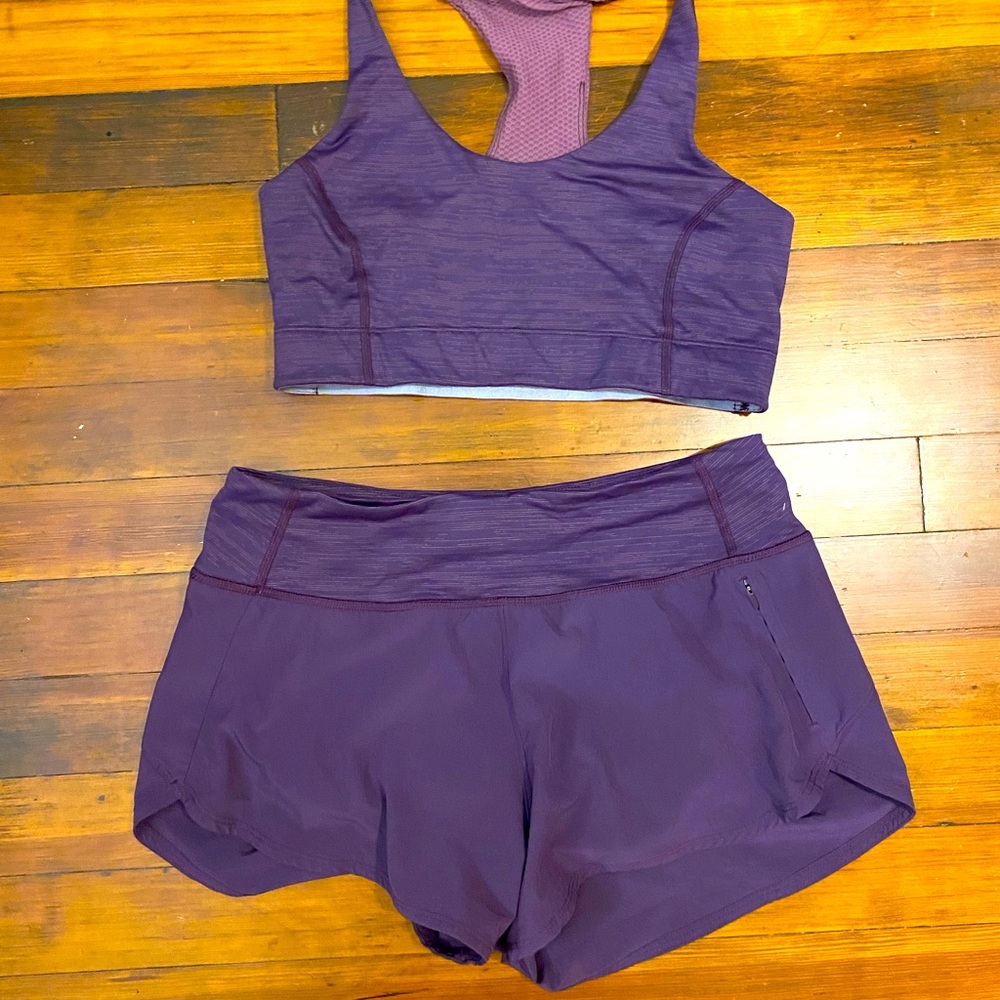 Outdoor voices matching sports bra and shorts set